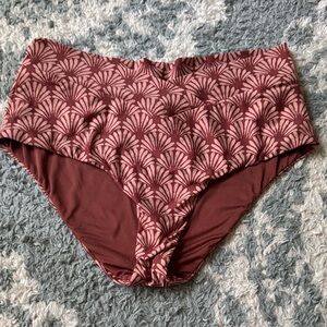 Birdsong retro High-Waisted Bikini Bottoms deco palms size Small
